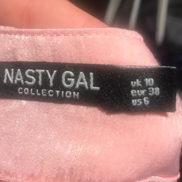 🌻 Pink Midi Silk Slip Skirt With Slit - Picture 3 of 3